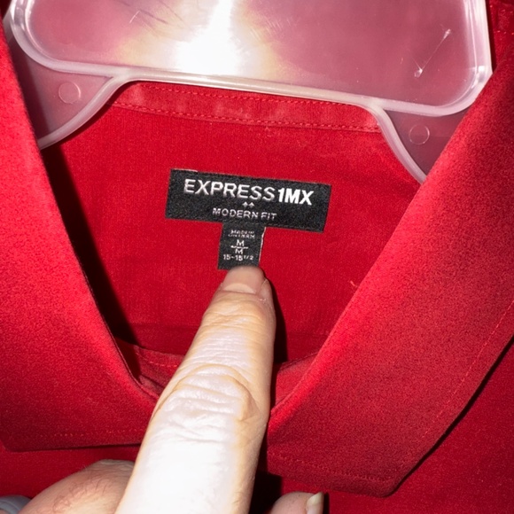 MENS EXPRESS 1MX FITTED DRESS SHIRT RED - Picture 3 of 3